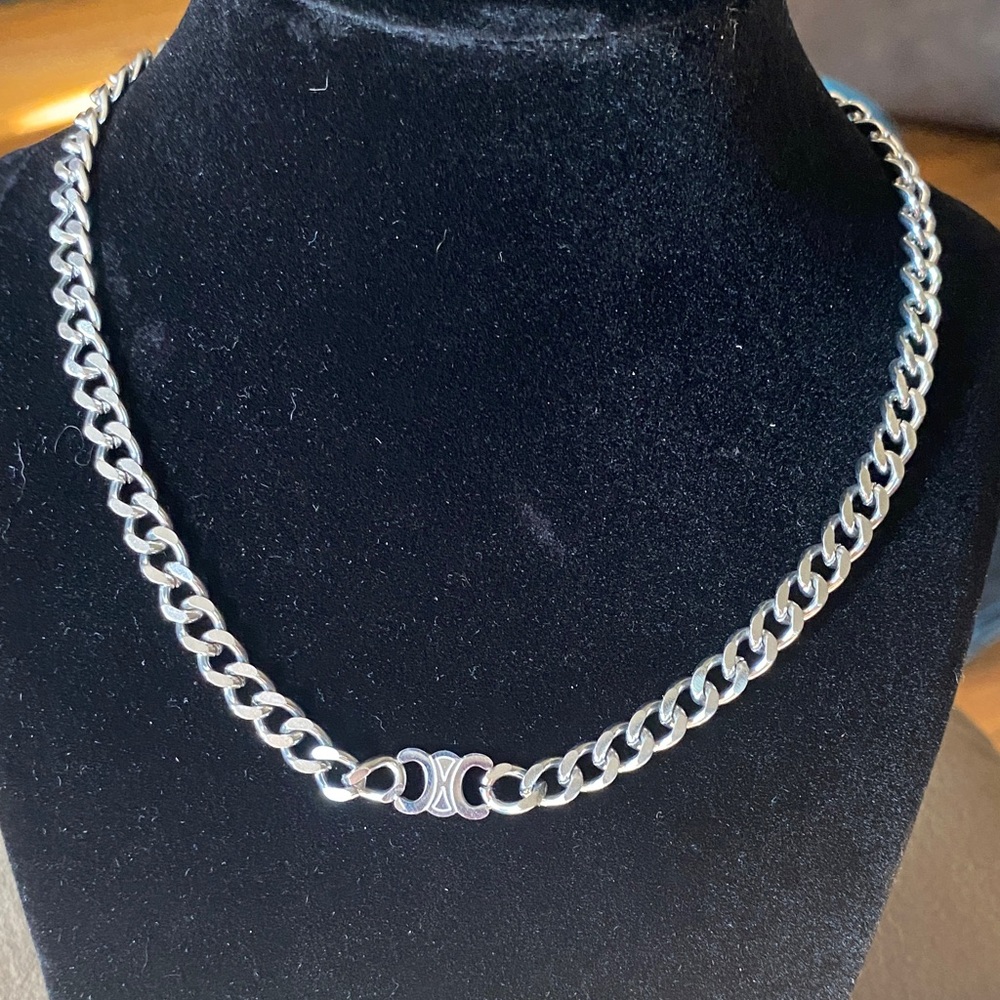 Stylish Silver Chain Necklace Ce-line inspired
